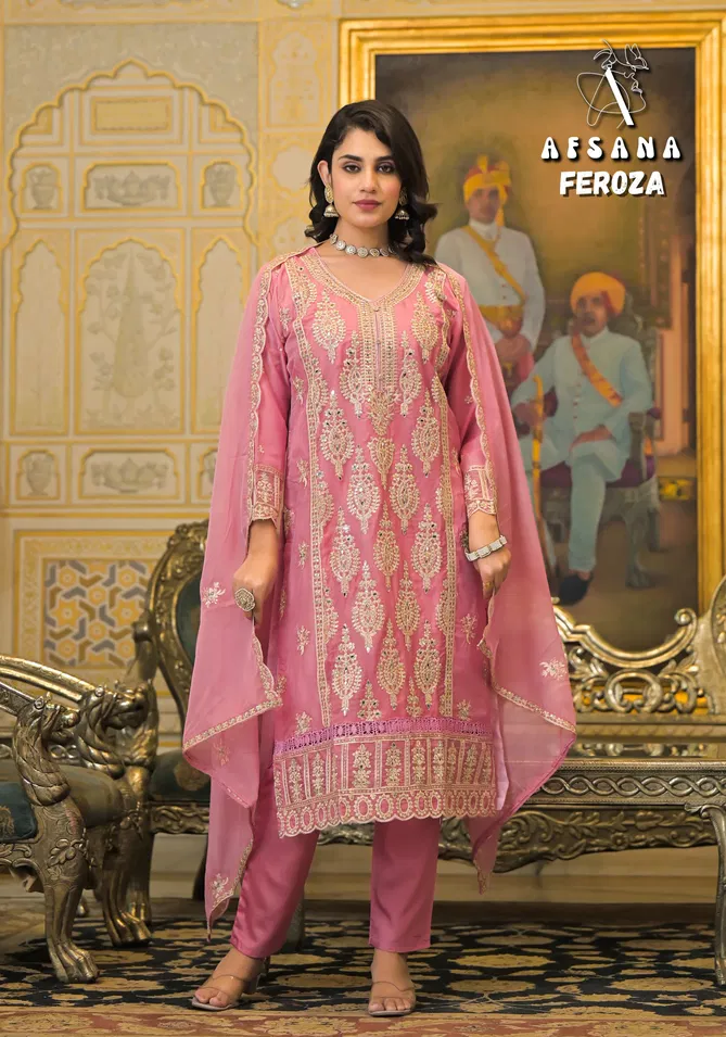 Feroza By Afsana Organza Readymade Suits Wholesale Price In Surat